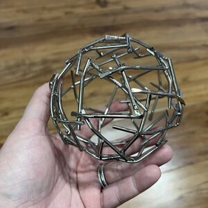 Decorative Weave Metal Ball Modern Home Decor Statue Sculpture Sphere Globe 14"C